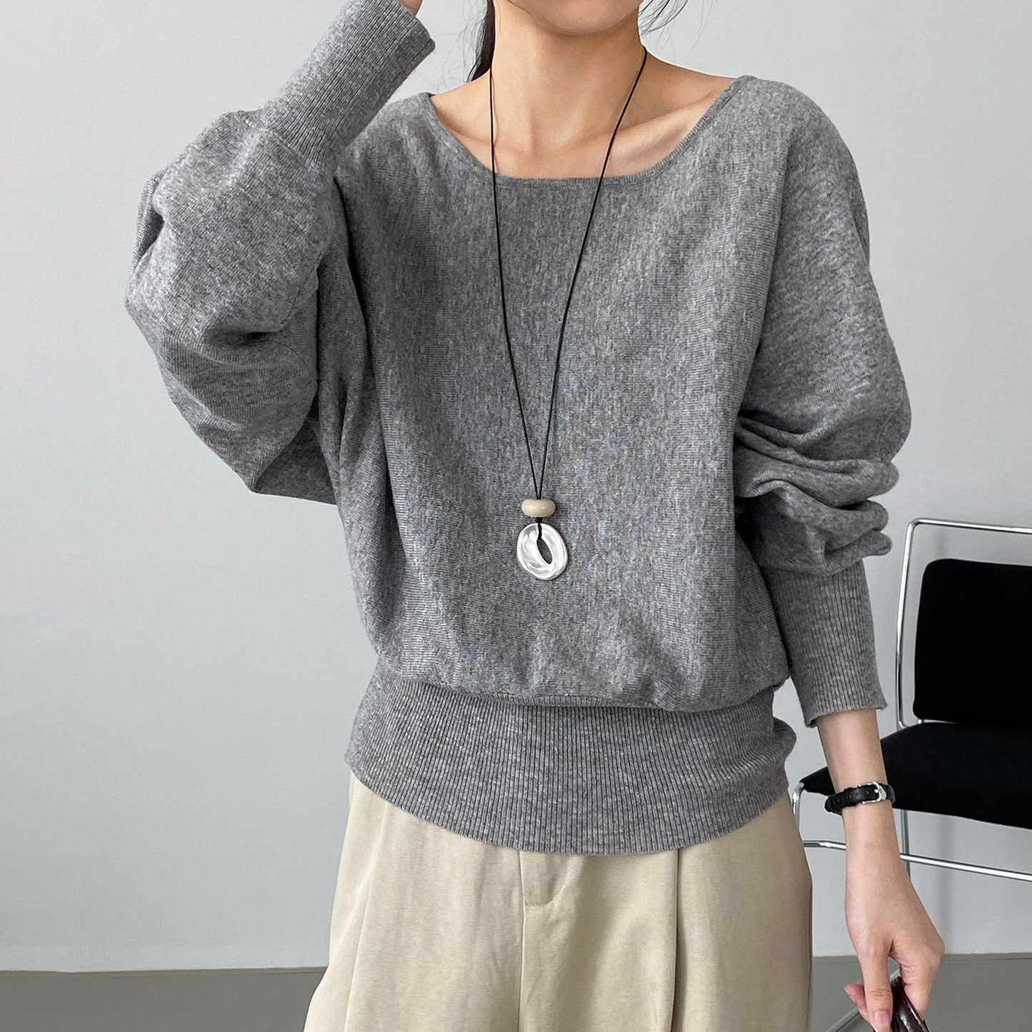 【トップス】ゆる感ニットトップス レディース 6%ウール混 素肌に優しい クルーネック 秋先取り ゆったりプルオーバー【JZシリーズ】