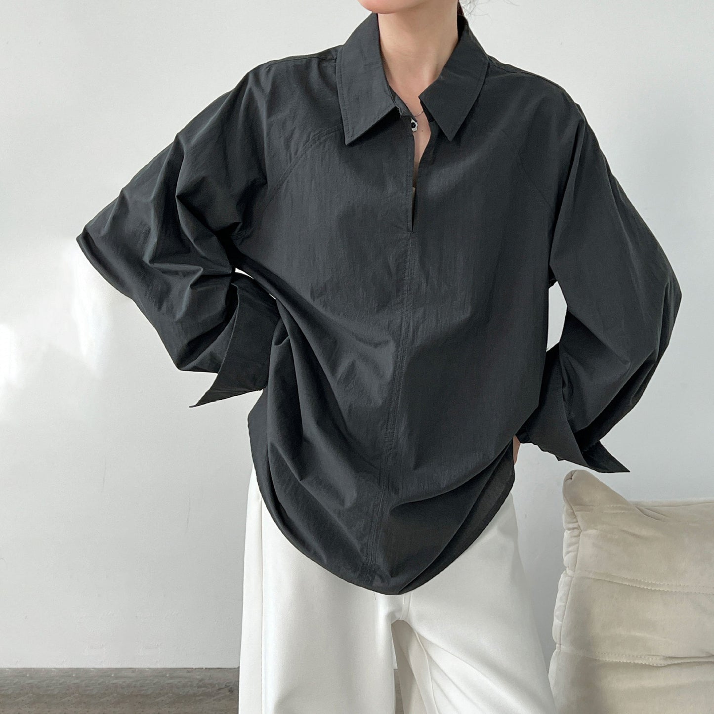 【トップス】デザイン感 シャツ レディース 秋新作 きれいめカジュアル 通勤 ゆったり シンプル【SNシリーズ】