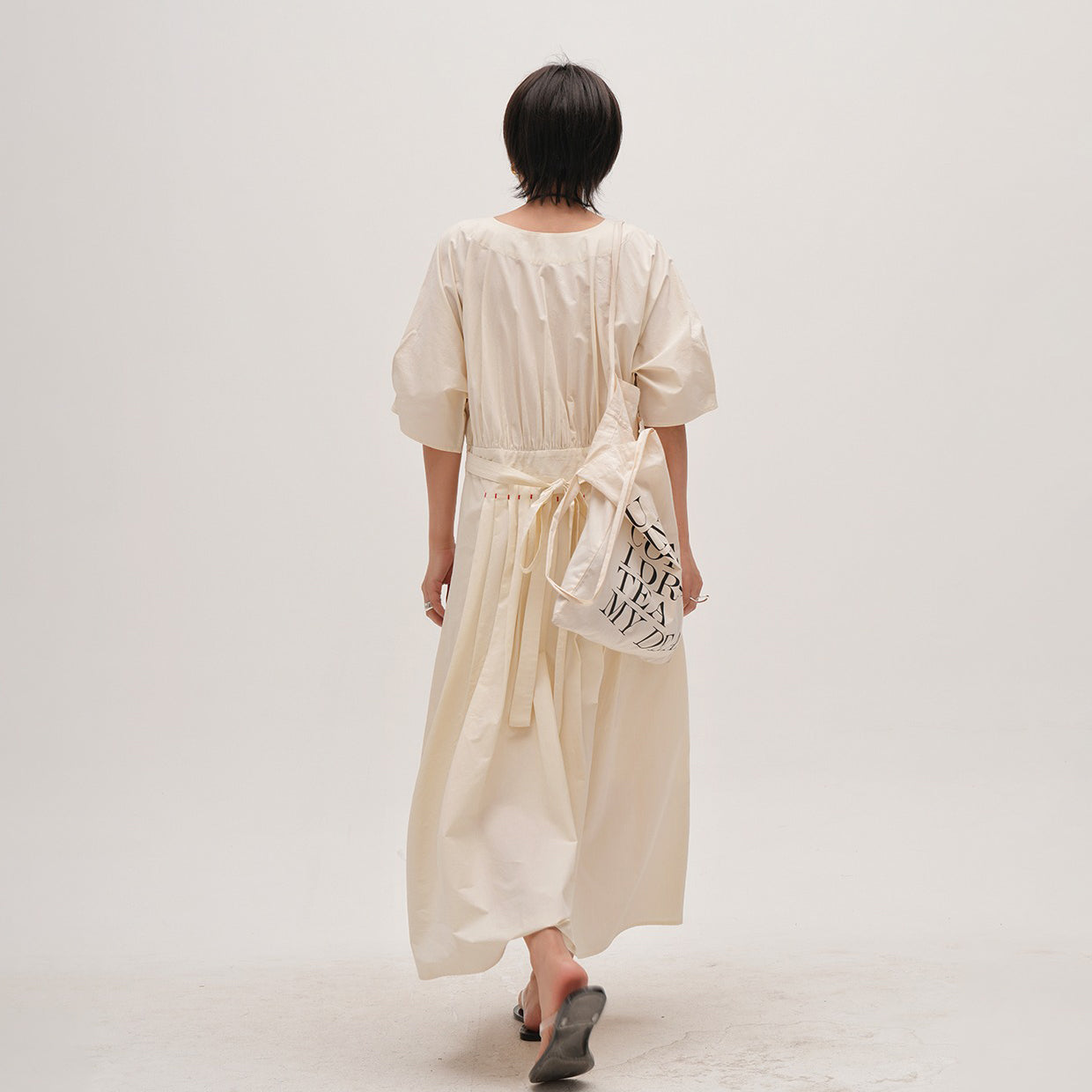 【ワンピース】ウォッシュド 高密度綿 半袖ワンピース レディース 小众デザイン 夏用 薄手 ロングドレス【JZシリーズ】