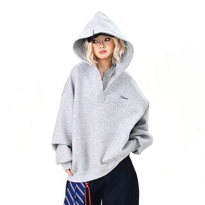 【トップス】フェイクレイヤード パーカー オーバーサイズ カレッジ風 ユニセックス レディース【FCシリーズ】