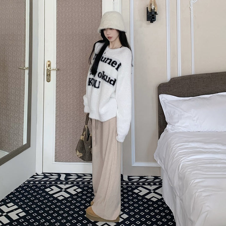 【トップス】ゆるふわ高見え♡韓国風 厚手ニットセーター レディース 秋冬ふわもこプルオーバー【JZシリーズ】