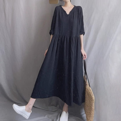 【ワンピース】森ガール風 ナチュラル 長袖ワンピース ゆったり 大きめシルエット フレアロングワンピ 体型カバー【JZシリーズ】