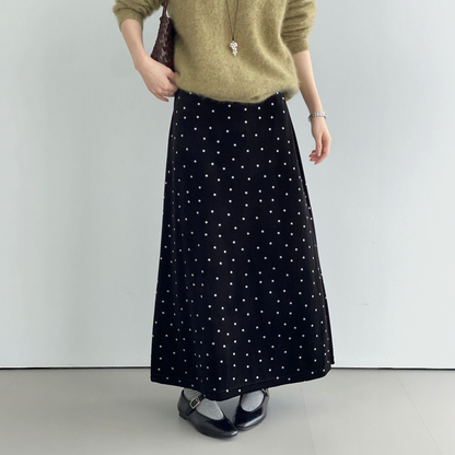 【ボトムス】ベルベット 洋梨体型 着痩せ ロングスカート 【JZシリーズ】