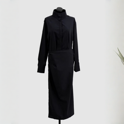 【ワンピース】春 秋 冬 アシンメトリー ウエストリボン 長袖シャツ ワンピース  【JZシリーズ】