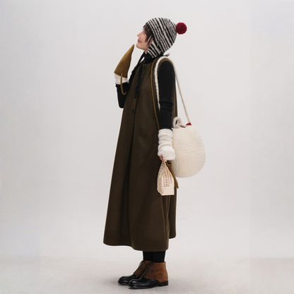 【ワンピース】レトロ風 ウール調 春 秋 冬 ベスト ワンピース 【JZシリーズ】