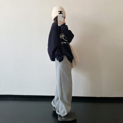 【トップス】厚手スウェット クルーネック 小犬刺繍 保温 レディース パーカー【FCシリーズ】