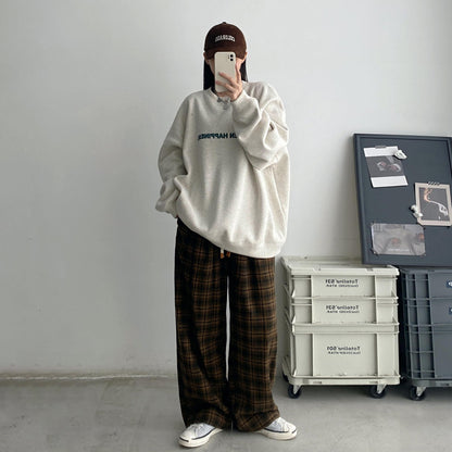 【トップス】立体ロゴデザイン 裏起毛スウェット レディース 秋冬 ゆったり クルーネック プルオーバー パーカー【FCシリーズ】