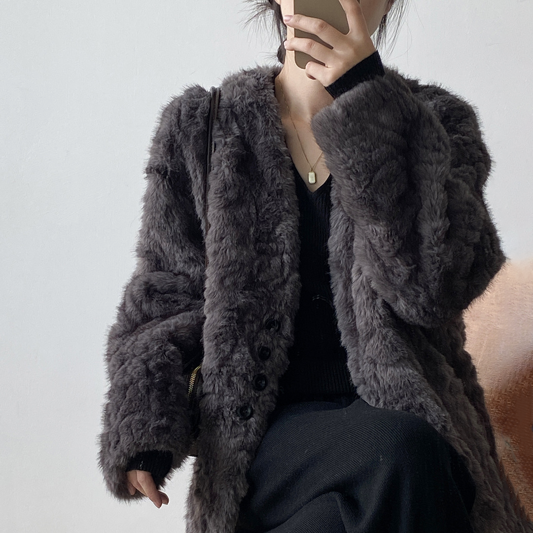 【アウター】マフラー付き！ふわふわ エコファー コート レディース 冬 あったか 綿入れコート【JZシリーズ】