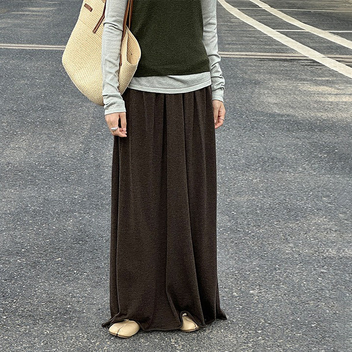 【ボトムス】ハイセンス ニットスカート レディース ウエストゴム 細見えムード感ロングスカート【JZシリーズ】