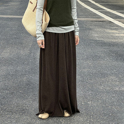 【ボトムス】ハイセンス ニットスカート レディース ウエストゴム 細見えムード感ロングスカート【JZシリーズ】