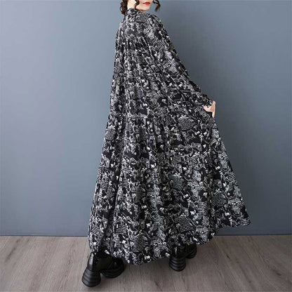 60%OFF⭐️期間限定【ワンピース】韓国風 大きいサイズ ゆったり 着痩せ ファッション プリント 長袖 ミディ ワンピース【SHシリーズ】