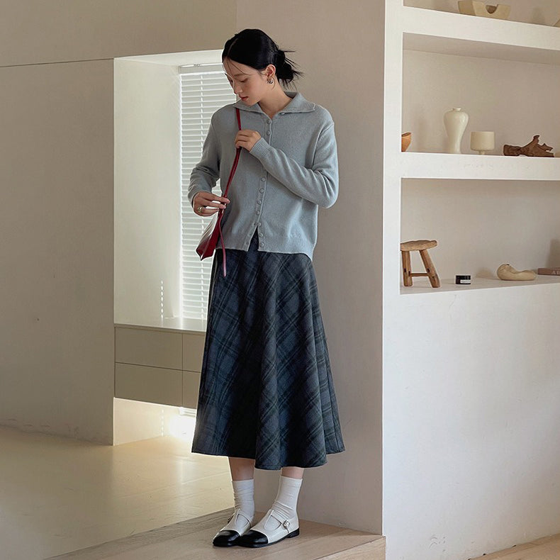 【ボトムス】ヴィンテージ風 ハイウエスト ダイヤ柄 スカート レディース 新作 Aライン スカート【SNシリーズ】