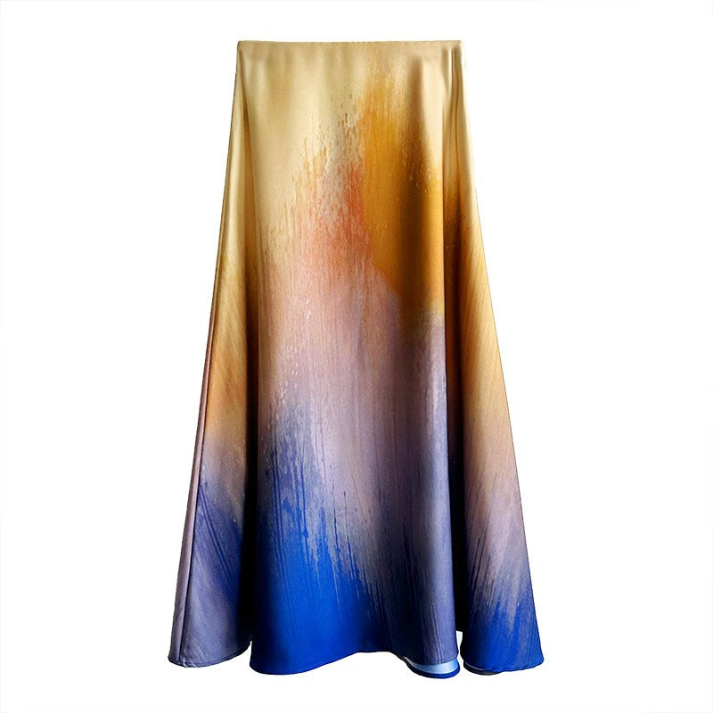 【ボトムス】夏 グラデーション ロング スカート 【SNシリーズ】