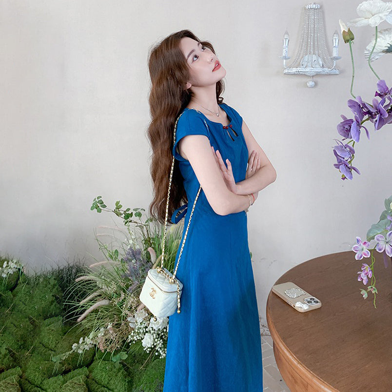 【ワンピース】エレガント な 雰囲気 ウエストシェイプ 夏用 レース風 ディテール クルーネック ノースリーブ ドレス【JZシリーズ】