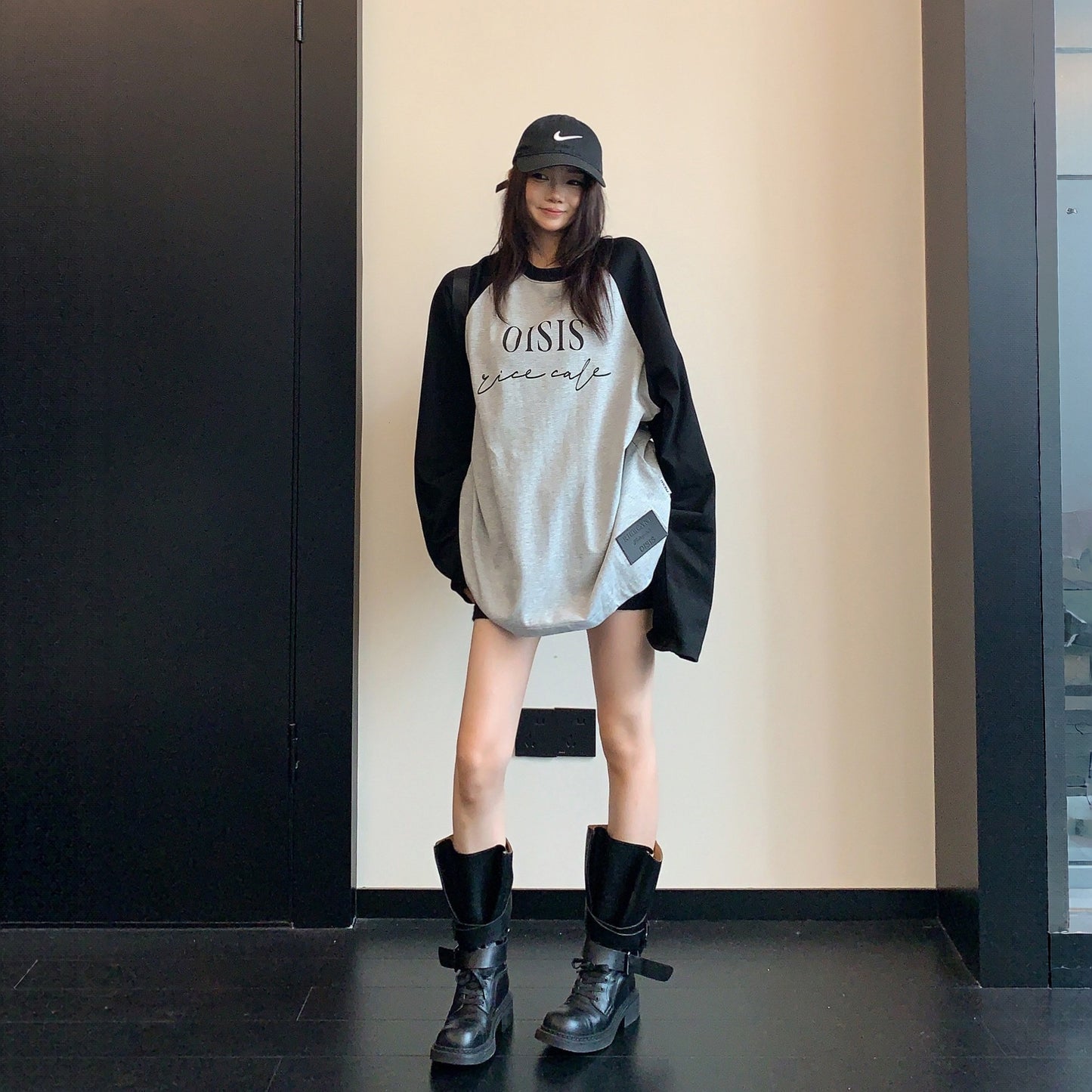 【トップス】配色 ロゴ レトロ 初秋 長袖Tシャツ 【FCシリーズ】