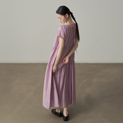 【ワンピース】ワンピース レディース ティアード 半袖ワンピース フリルスリーブ ロング丈 ゆったり フェミニン【JZシリーズ】【10～15日内発送】