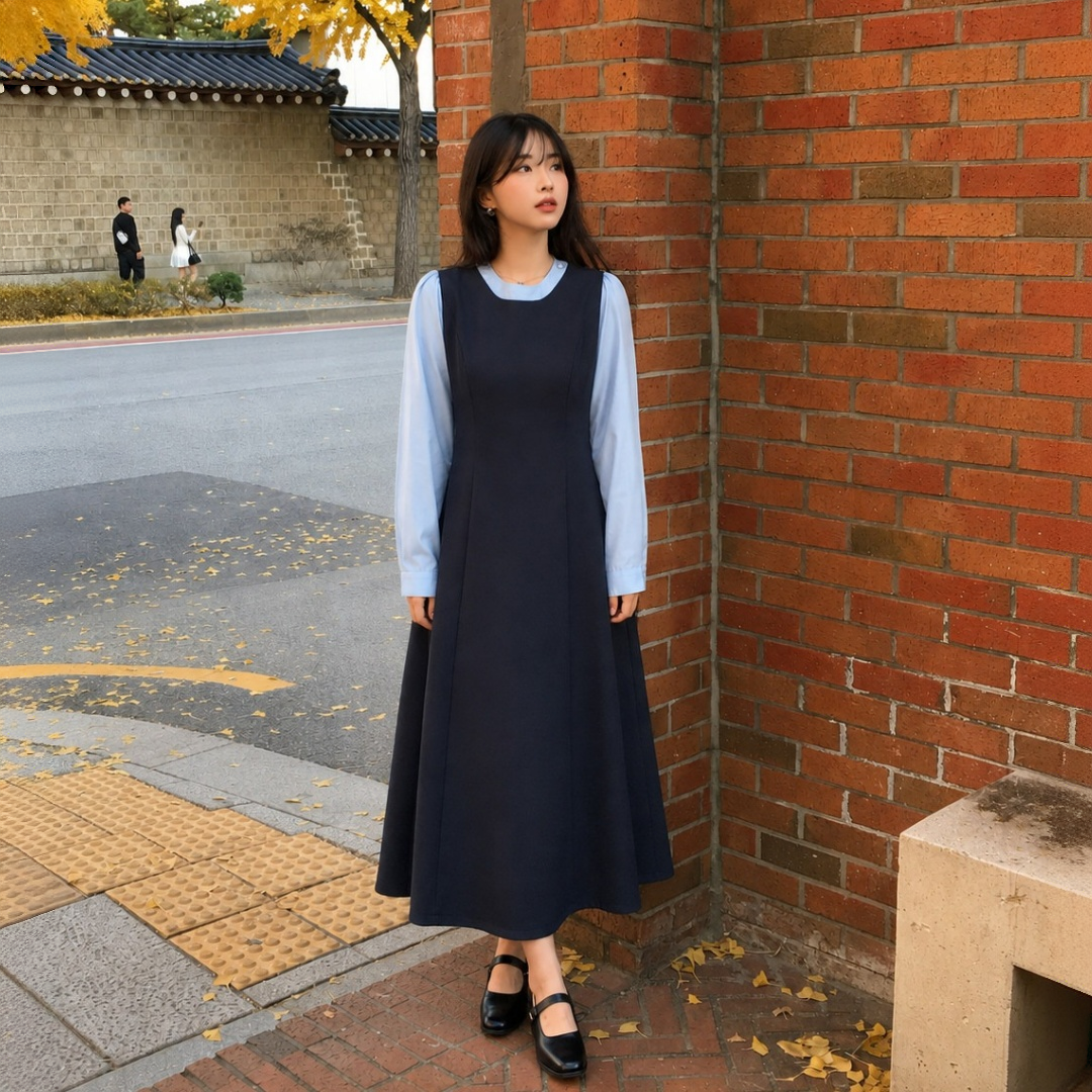 【ワンピース】フェイクレイヤード ゆったりワンピース 【JZシリーズ】