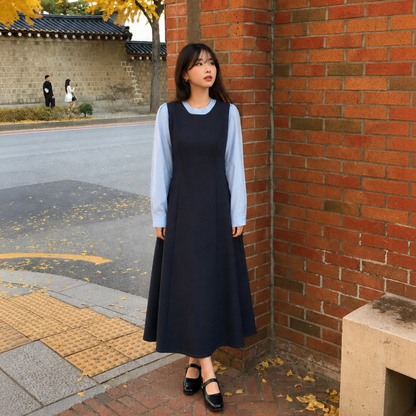 【ワンピース】フェイクレイヤード ゆったりワンピース 【JZシリーズ】