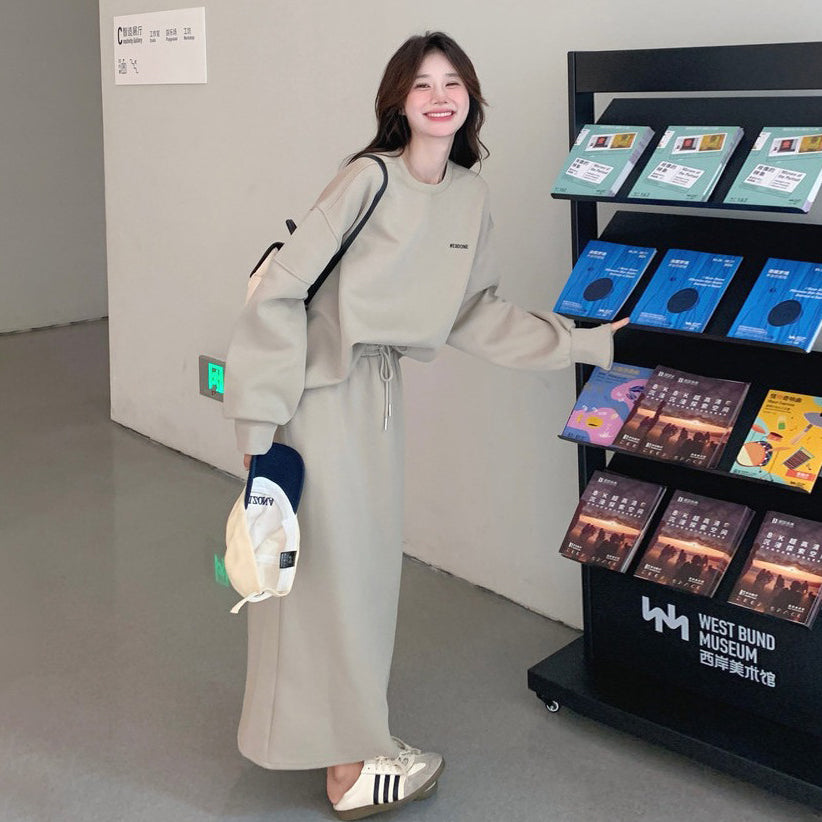 2点セット！【セットアップ】カジュアル 韓国風 ゆる感 高級感 パーカー+スカート 上下セット【JZシリーズ】