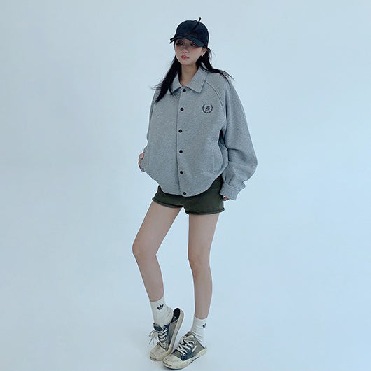 【アウター】男女兼用 シンプルチェック切替ショートジャケット カジュアルアウター【FCシリーズ】【10～15日内発送】