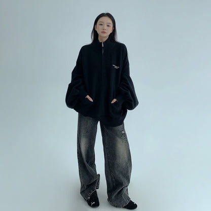 【トップス】厚手 ハイネック ニット レディース レトロデザイン ゆるふわスリーブ付き【FCシリーズ】