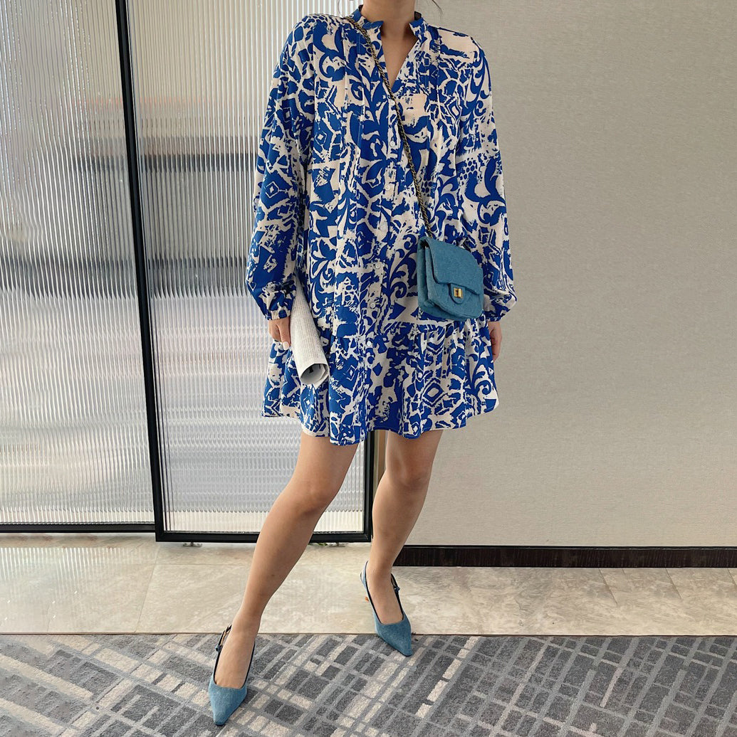 【ワンピース】ヴィンテージ 長袖ワンピース レディース 春夏秋 ミニ丈 ゆったり スリム見え 上品コーデ【SHシリーズ】