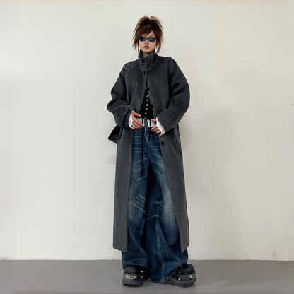 【アウター】秋冬 新作 韓国系 高級感 上品 スタンドネック ベルト付き コート【FCシリーズ】