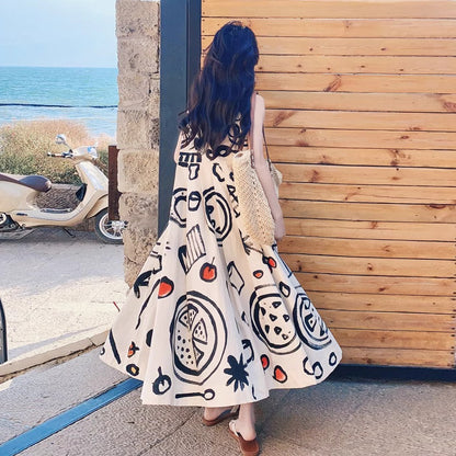 【ワンピース】デザイン感ある フレアノースリーブワンピース 夏新作 リゾート風ワンピース【SHシリーズ】