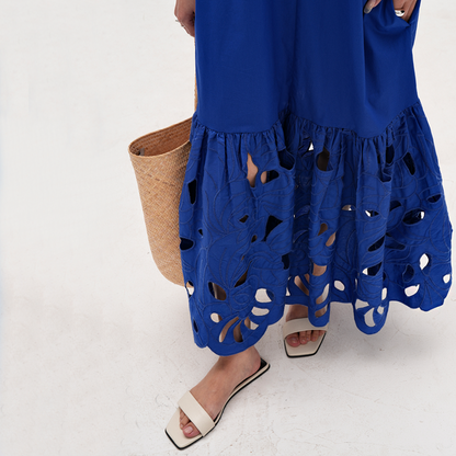 🛍️ 予約殺到！【ワンピース】 【7~15日内発送】透かし彫り カジュアル フィッシュテイルスカート 半袖 ワンピース【JZシリーズ】