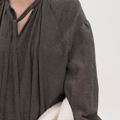 【ワンピース】春 秋 冬 チェック柄 長袖 細見え ロングワンピース 【JZシリーズ】