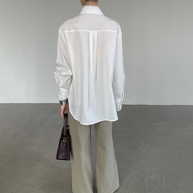 【トップス】レディース シャツ 春新作 不規則デザイン 長袖 ゆったり 体型カバー 襟デザイン 上品 カジュアル ブラウス【JZシリーズ】