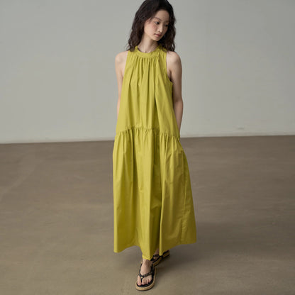 【ワンピース】新作 フレンチレトロ ホルターネック ノースリーブワンピース リゾート風デザイン【JZシリーズ】