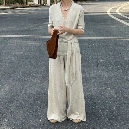 【ボトムス】ウール ゆったり細見えニットワイドパンツ レディース リラックス感たっぷり ロングパンツ【JZシリーズ】