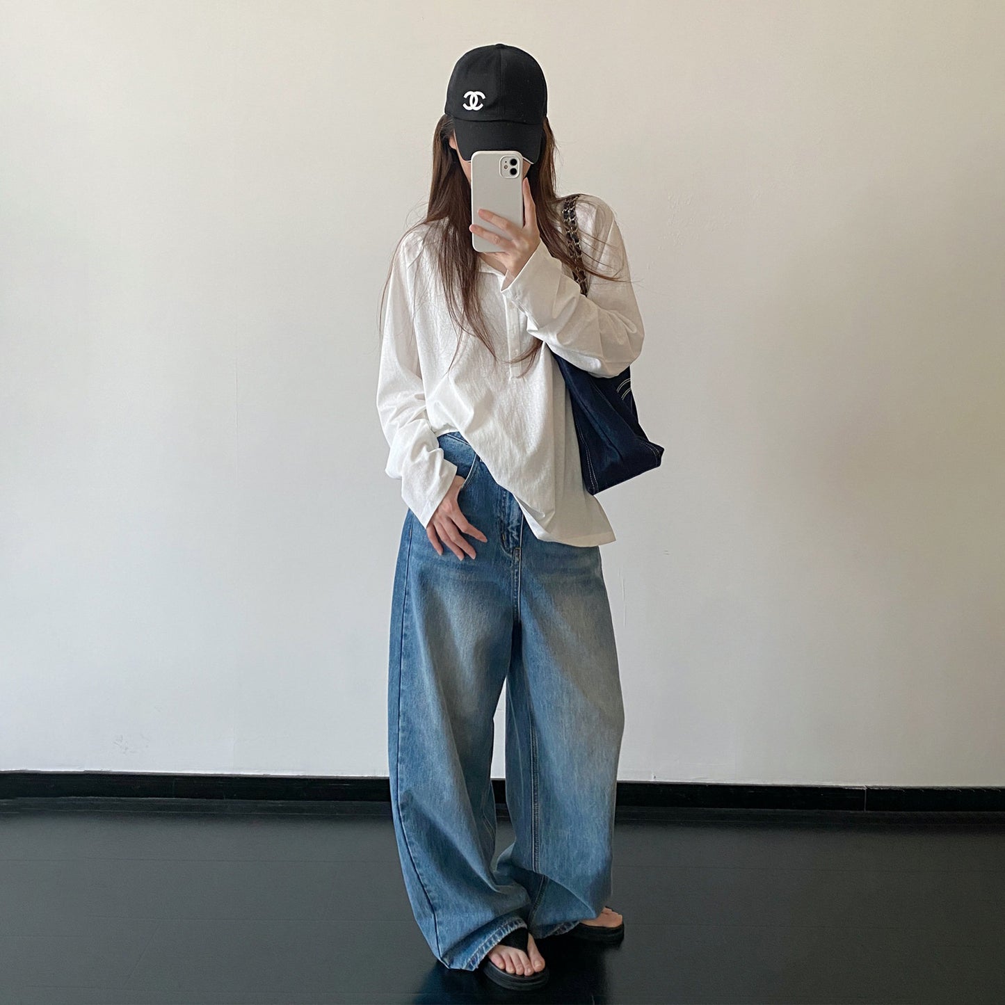 【トップス】ヘンリーネック 長袖Tシャツ レディース 新作 トレンド カジュアル 万能コーデ リラックス感【FCシリーズ】