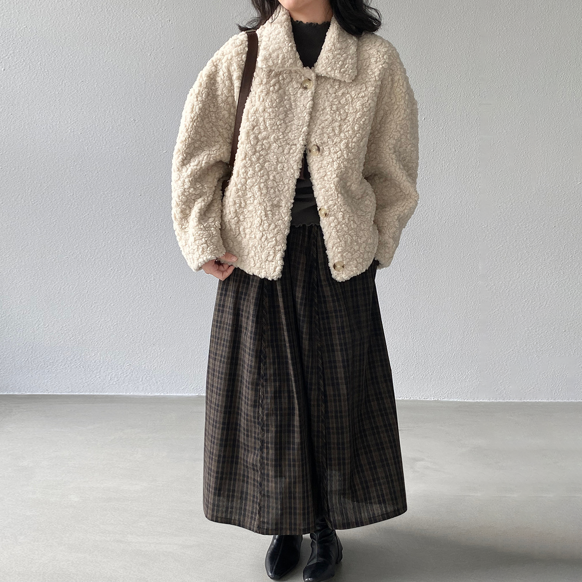 【アウター】ミルキーベージュ ボアジャケット レディース 冬 短丈 ゆったり 綿入れコート【JZシリーズ】