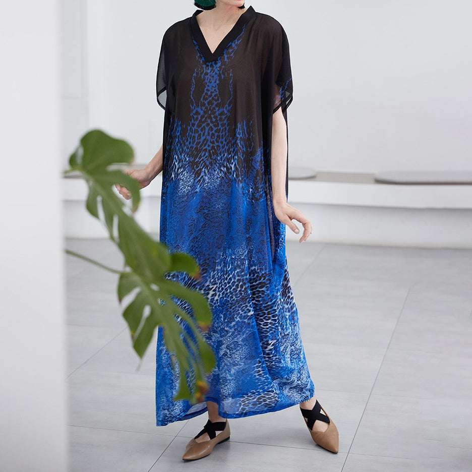 【ワンピース】上品 フレアシルエット ゆったり ロング丈 バカンス風 半袖 ワンピース【SHシリーズ】