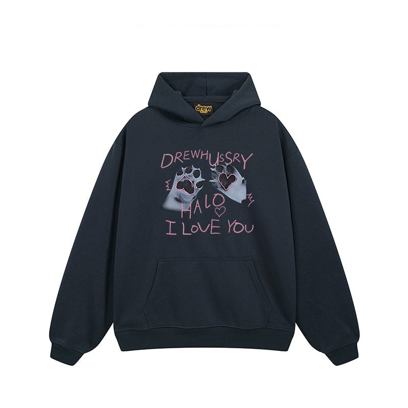 【トップス】🐱猫の肉球プリントスウェット レディース 春秋 オーバーサイズ リラックス ストリート 薄手【FCシリーズ】