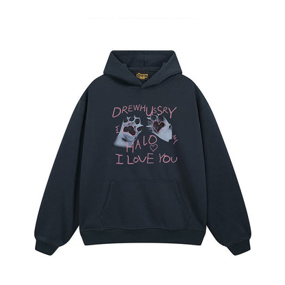 【トップス】🐱猫の肉球プリントスウェット レディース 春秋 オーバーサイズ リラックス ストリート 薄手【FCシリーズ】