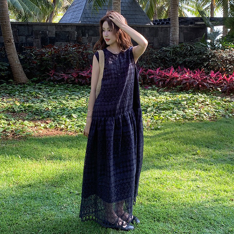 【ワンピース】夏新作 バカンス風 フレンチスタイル ノースリーブワンピース