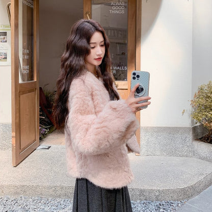 【アウター】大人可愛い 羊羔毛風フェイクムートンジャケット レディース 冬 ふんわり柔らか【JZシリーズ】