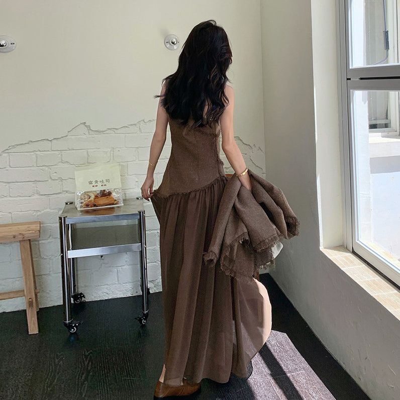 2点セット！【セットアップ】レトロ フレンチスタイル ジャケット＋キャミソールワンピース 秋新作 上品 気質 上下セット【JZシリーズ】