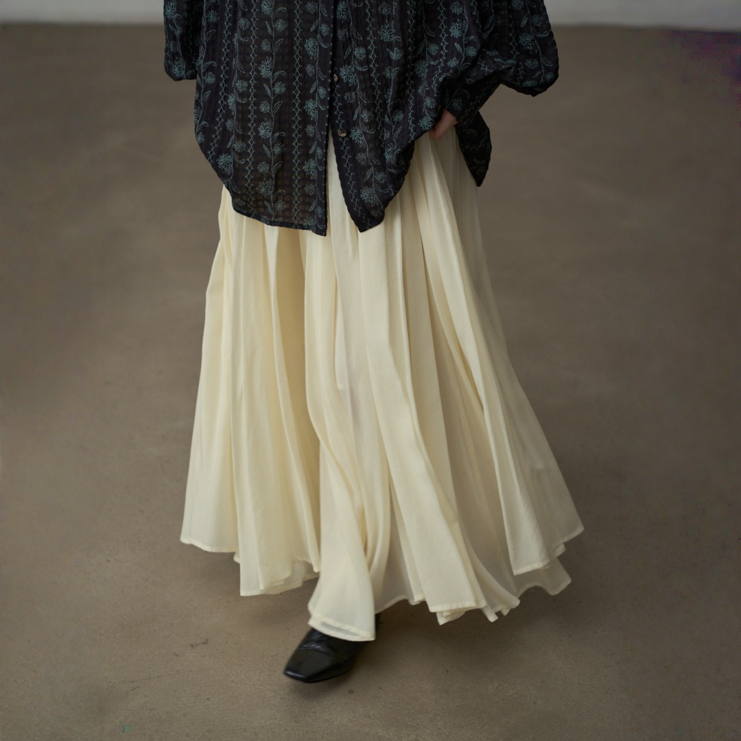 【ボトムス】春 秋 冬 とろみ感のある リゾート風 ロングフレアスカート 【JZシリーズ】