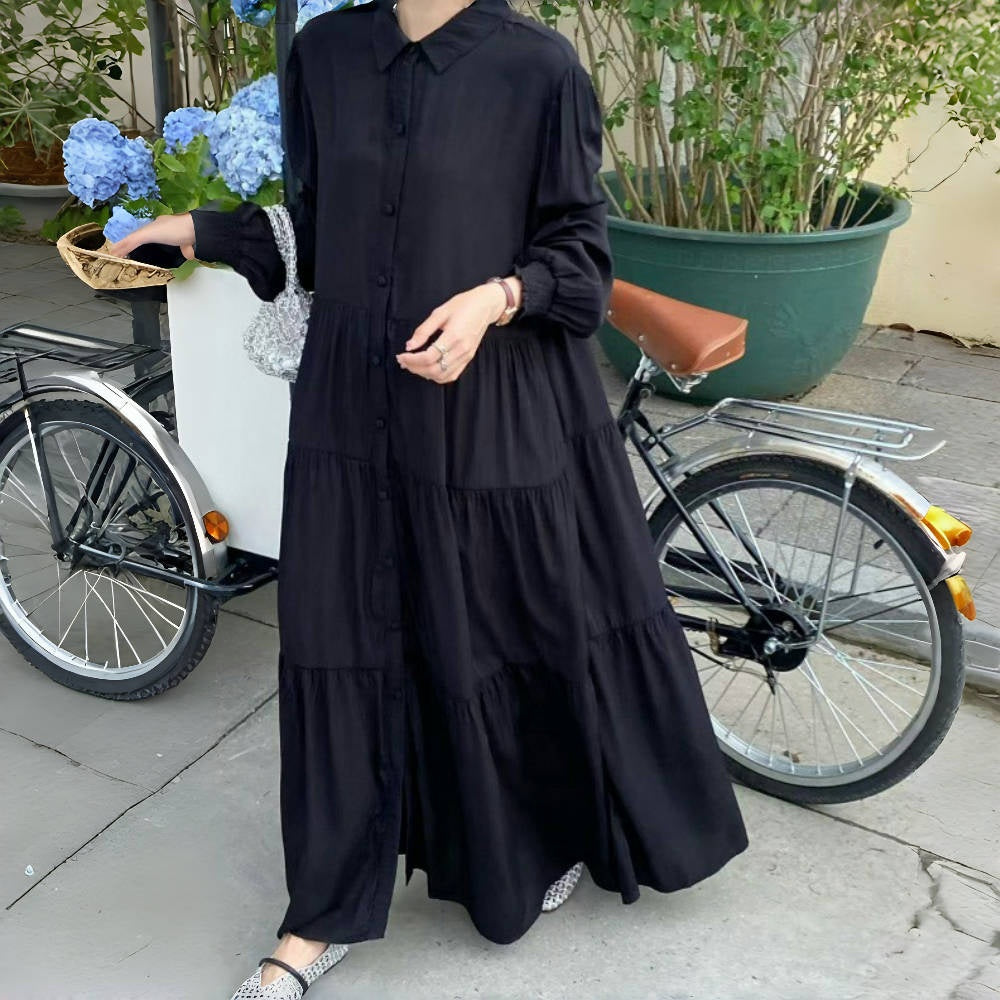 【ワンピース】10色展開 オーバーサイズ 長袖 大きいサイズ対応 無地 シャツワンピース