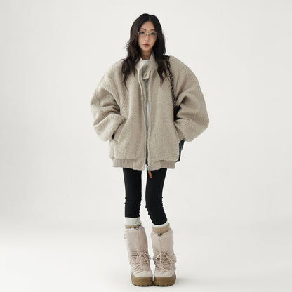 【アウター】ふわもこ×高見え⭐スタンドカラー 綿入れコート レトロ ゆったり中綿ジャケット 【FCシリーズ】