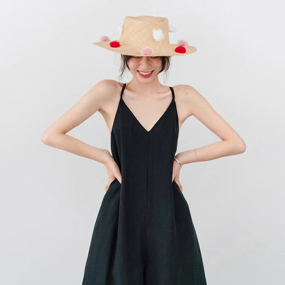 【ボトムス】ミニマルでおしゃれなオーバーサイズ 夏用 ゆったり涼しい キャミソールオールインワン