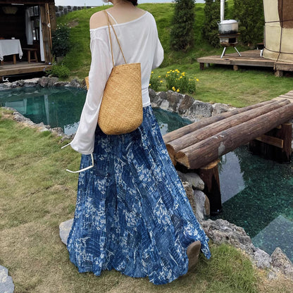 【ボトムス】夏新作 ハイウエスト ゆったりシルエット 細見え花柄スカート 上品な雰囲気【SHシリーズ】