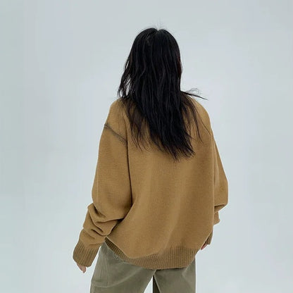 【アウター】春 秋 冬 ヴィンテージ加工 レトロ Vネック ニット ジャケット 【FCシリーズ】