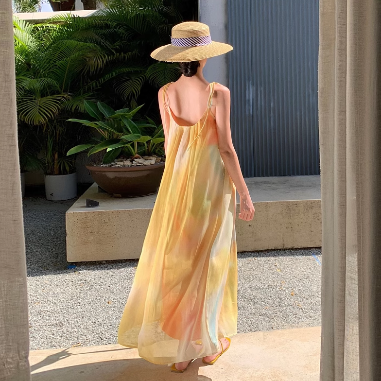 【ワンピース】グラデーションキャミソールワンピース レディース 夏 ロング丈 リラックスシルエット リゾート風【SHシリーズ】