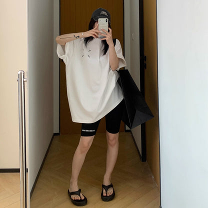 【トップス】【10～15日内発送】夏新作 シンプルデザイン 刺繍入り 綿100％ 半袖Tシャツ【FCシリーズ】