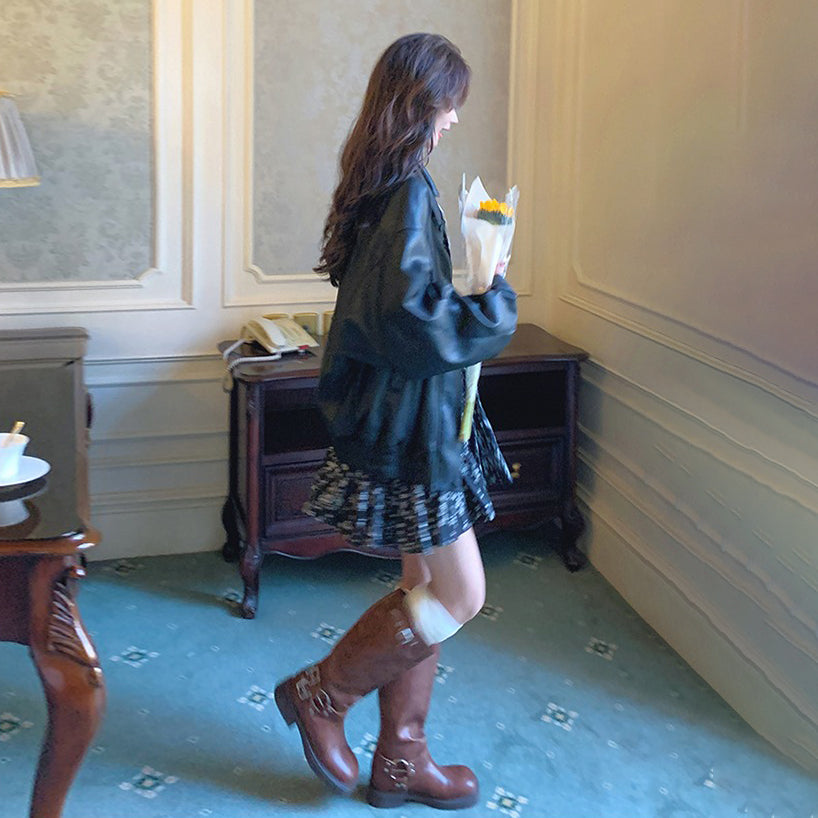 【ワンピース】レトロ ブラック花柄 長袖ワンピース レディース 春秋 ドールワンピース Aライン 大人可愛い 上品【SHシリーズ】